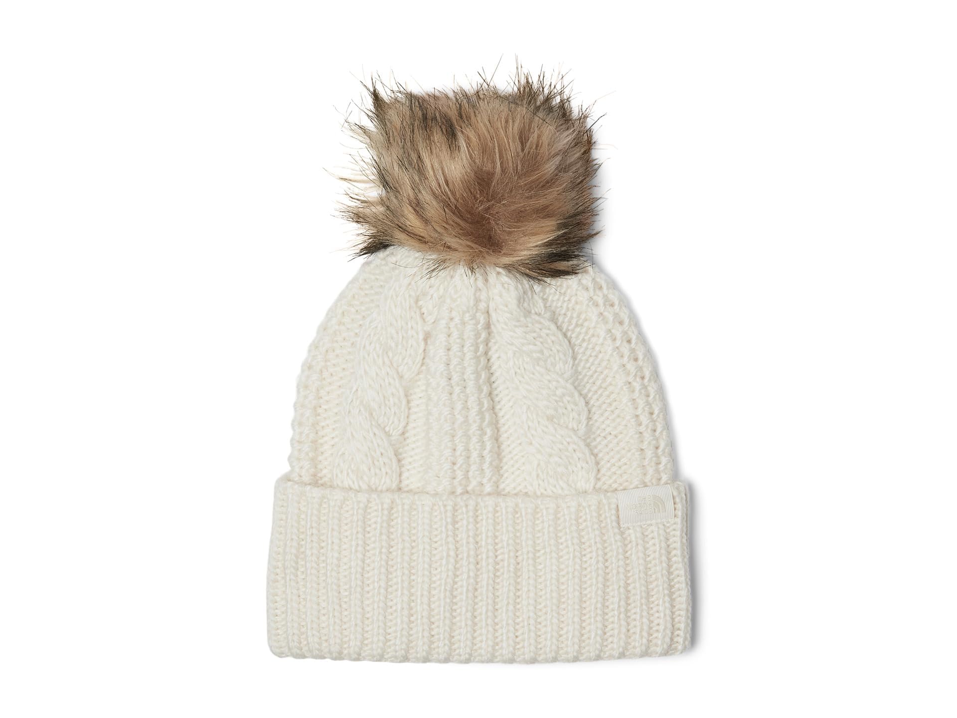 THE NORTH FACE Women's Oh Mega Fur Pom Beanie | Deep Fit Cuffed Winter Hat With Oversized Faux-fur Pom & Cable Detailing