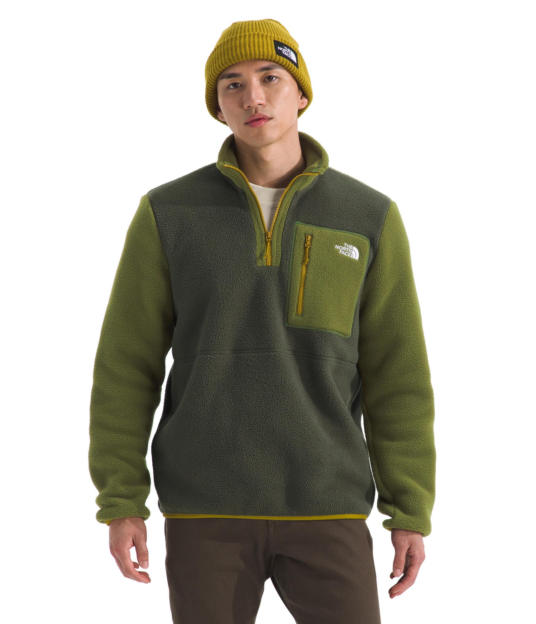 THE NORTH FACE Men's Yumiori Quarter Zip Jacket | Lightweight Fleece Coat With Embroidered Logo, Secure Zip Chest Pocket