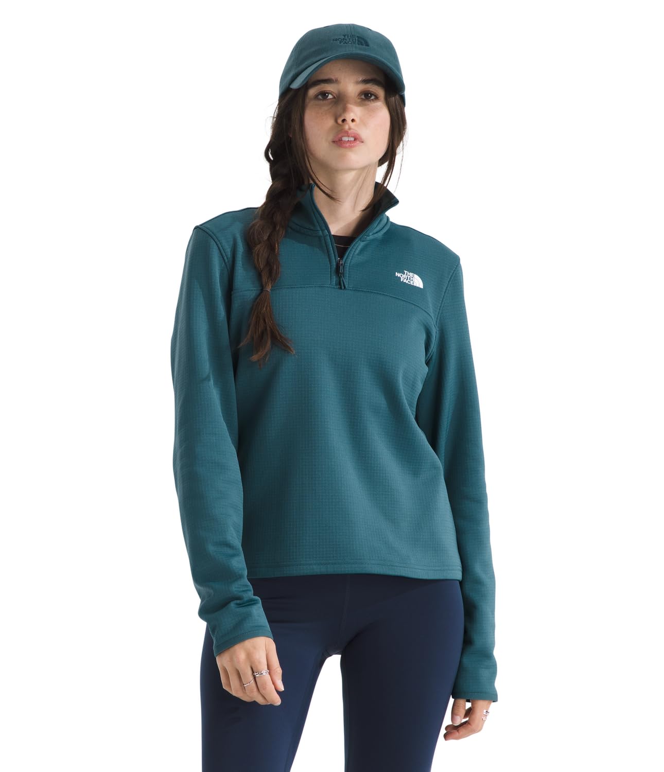THE NORTH FACE womens Cedar Trail Grid Fleece Quarter Zip Jacket | Cold Weather Top With Durable, Reinforced Bindings
