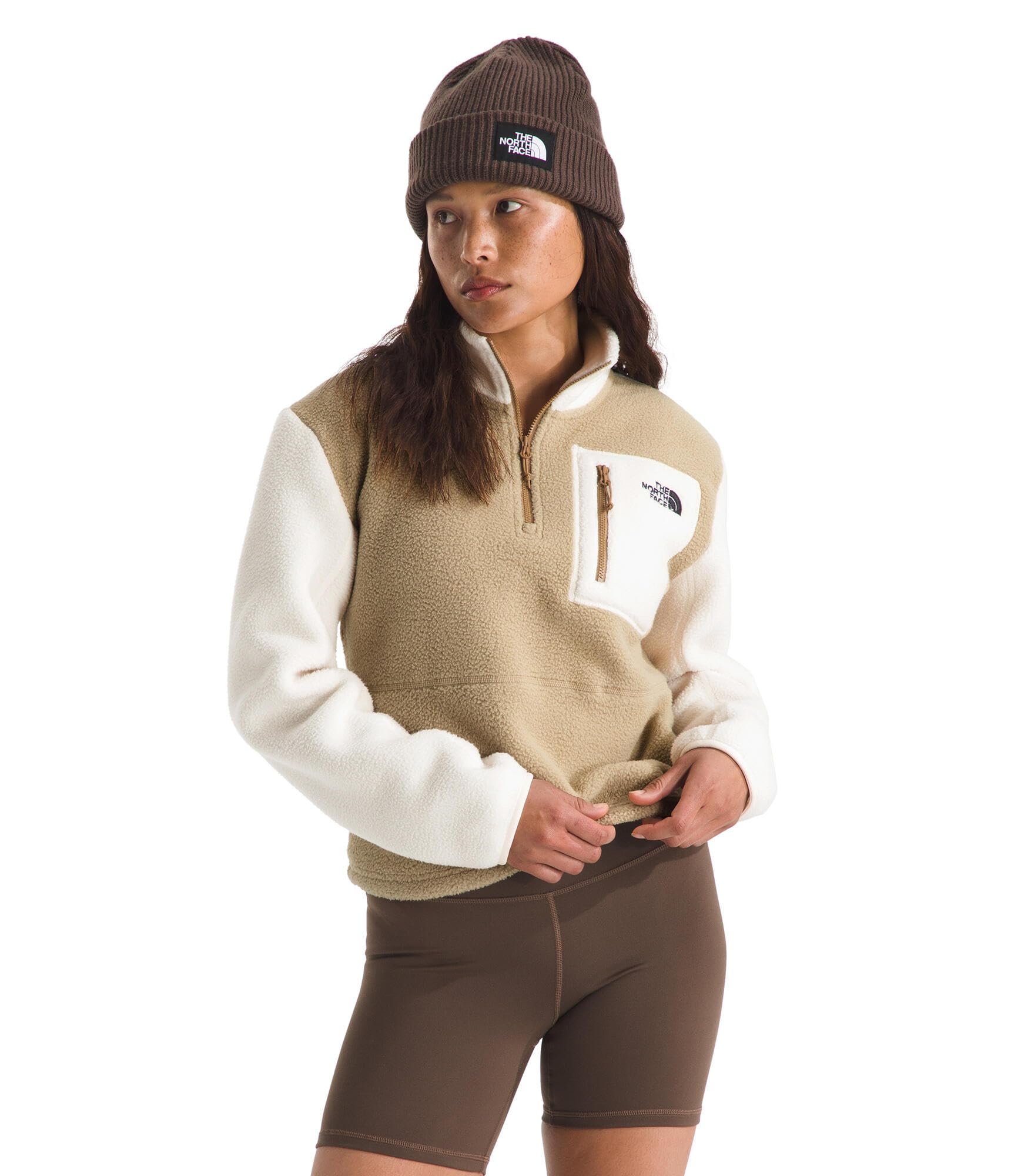 THE NORTH FACE Women's Yumiori Quarter Zip Jacket Lightweight Fleece Pullover with Embroidered Logo, Secure Zip Pockets