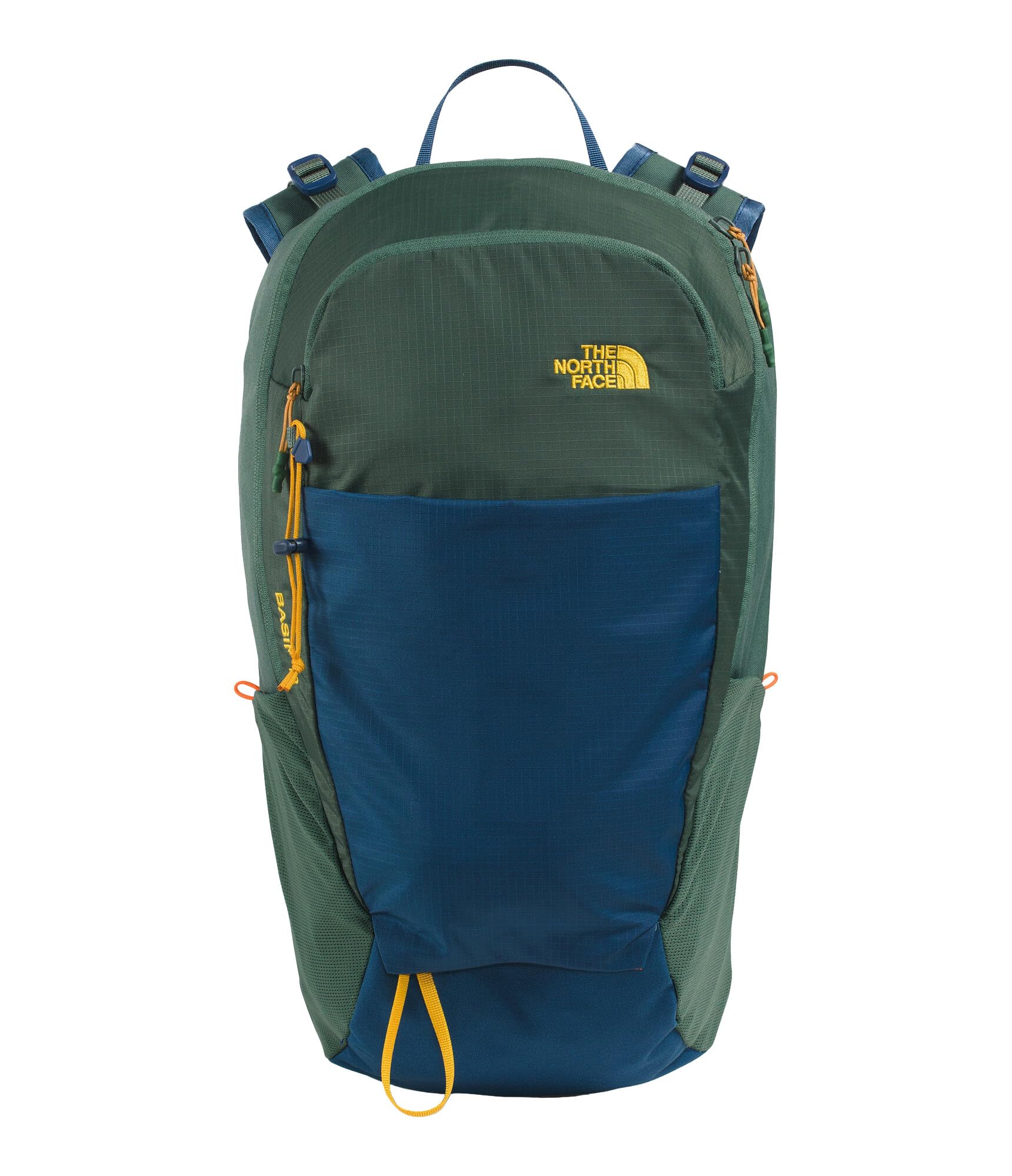 The North Face Basin 18 Liter Technical Daypack with Rain Cover | Unisex Backpack, Sternum Strap, Hiking Pole Attachment, Stash Pocket, Duck Green/Shady Blue, One Size