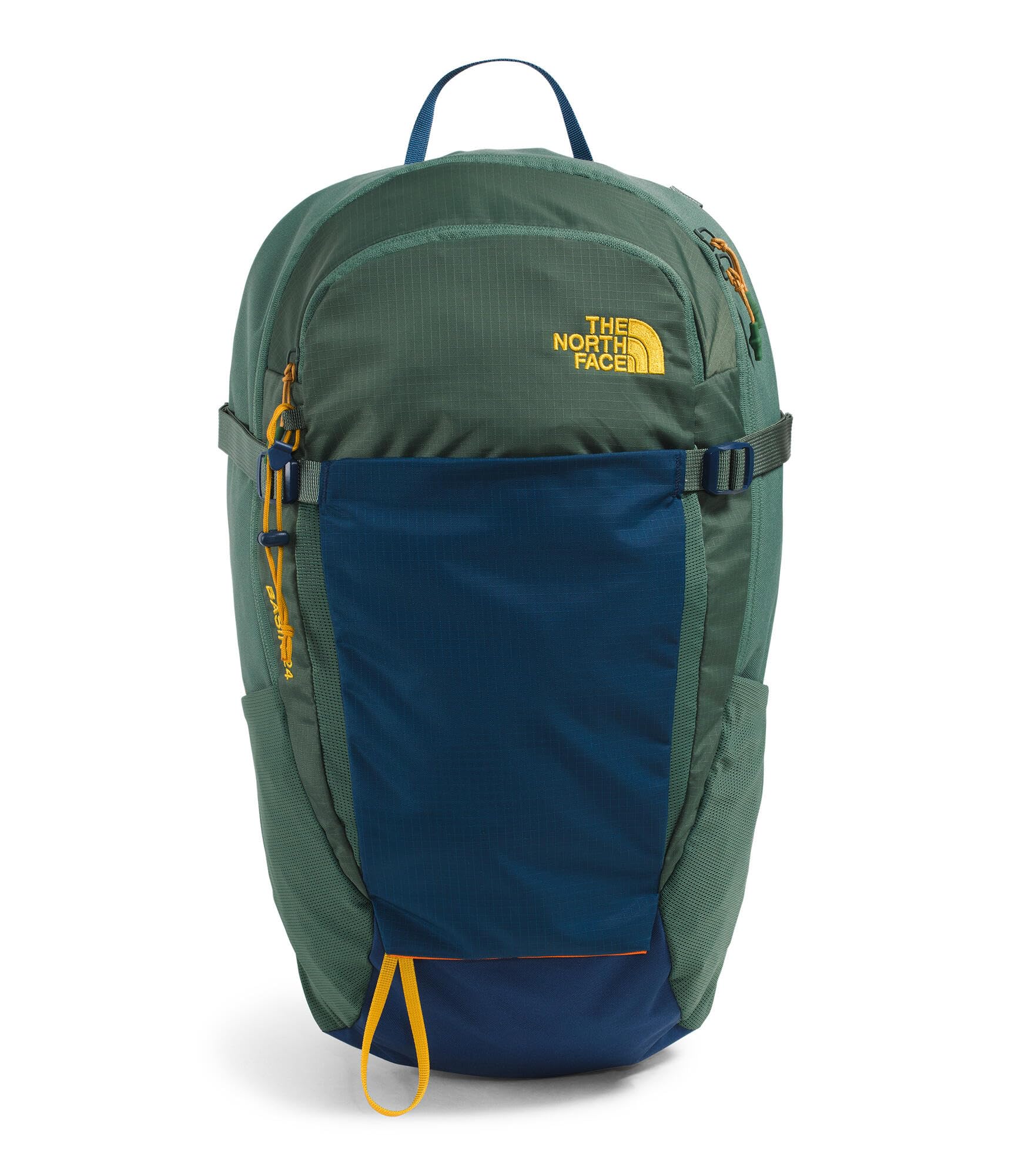 The North Face Basin 24 Liter Technical Daypack with Rain Cover | Unisex Backpack, Hipbelt, Hiking Pole Attachment, Compression Straps, Duck Green/Shady Blue, One Size