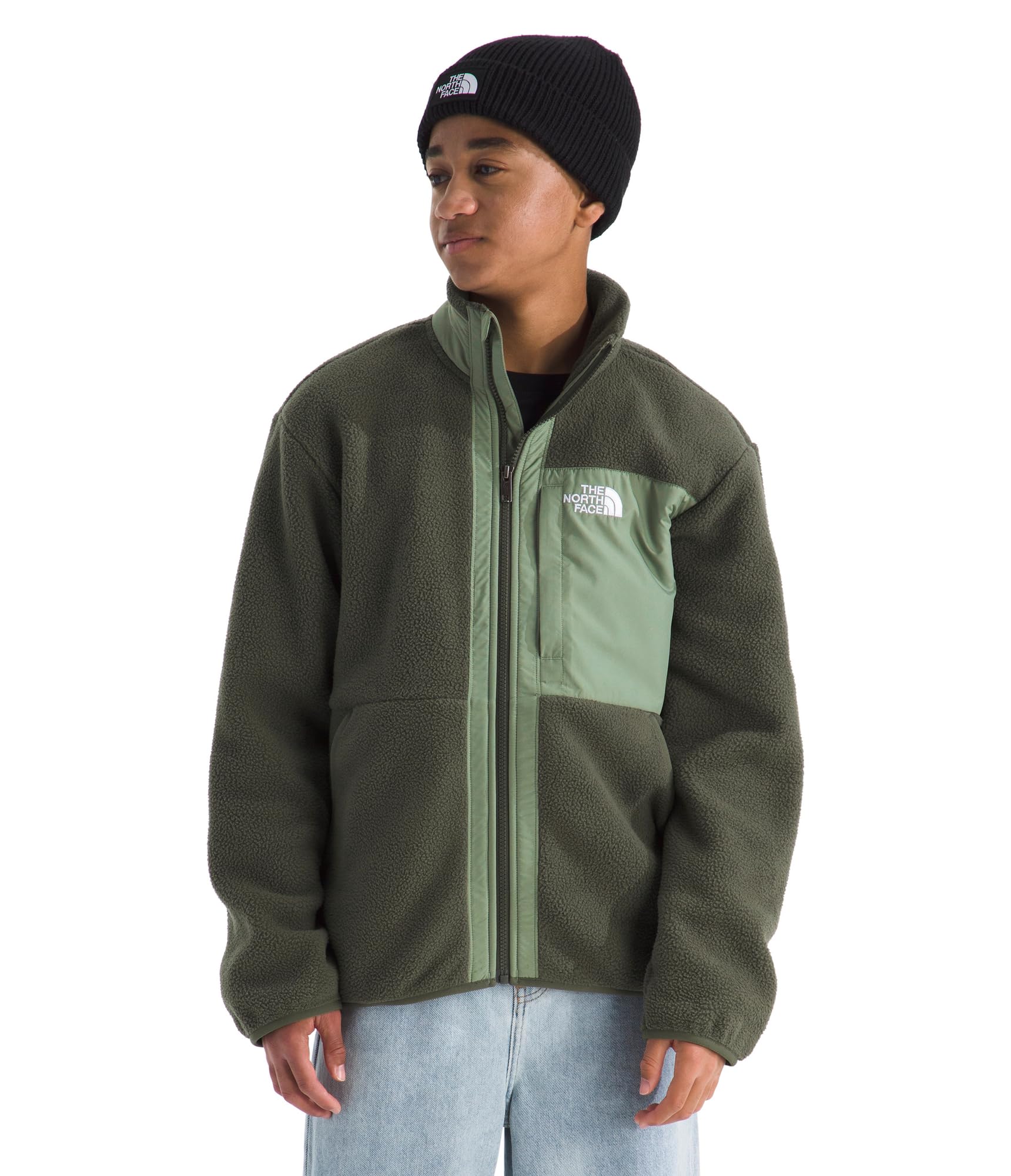THE NORTH FACE Boy's Yumiori Full Zip Jacket Lightweight Fleece Coat, Embroidered Logo & Secure Zip Chest