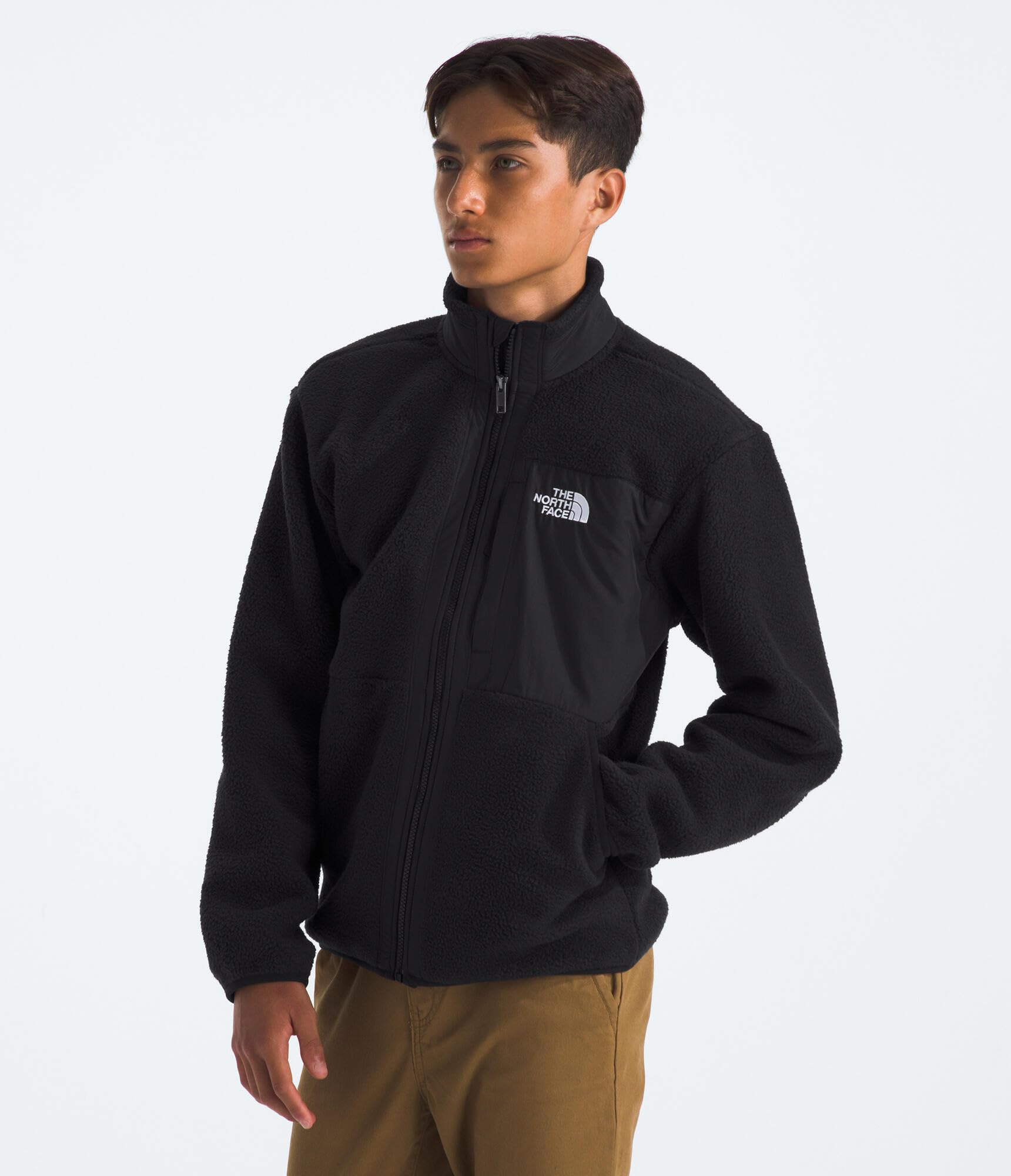 THE NORTH FACE Boy's Yumiori Full Zip Jacket Lightweight Fleece Coat, Embroidered Logo & Secure Zip Chest
